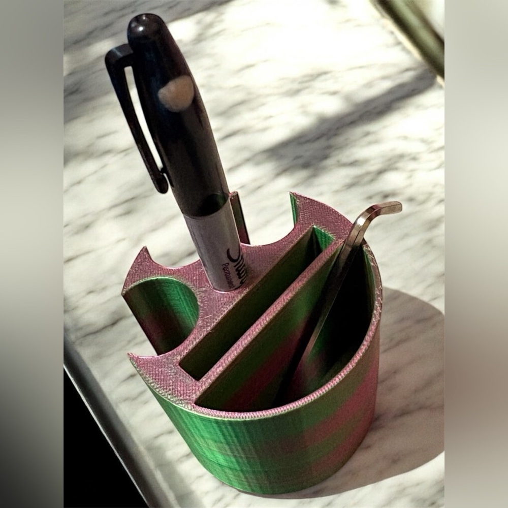 Car cup organizer 3D printed Pink & Green holds pens, cards, coins & more
